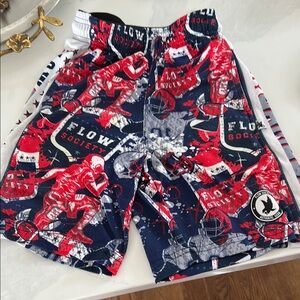 Flow Society Red and Blue Hockey Shorts